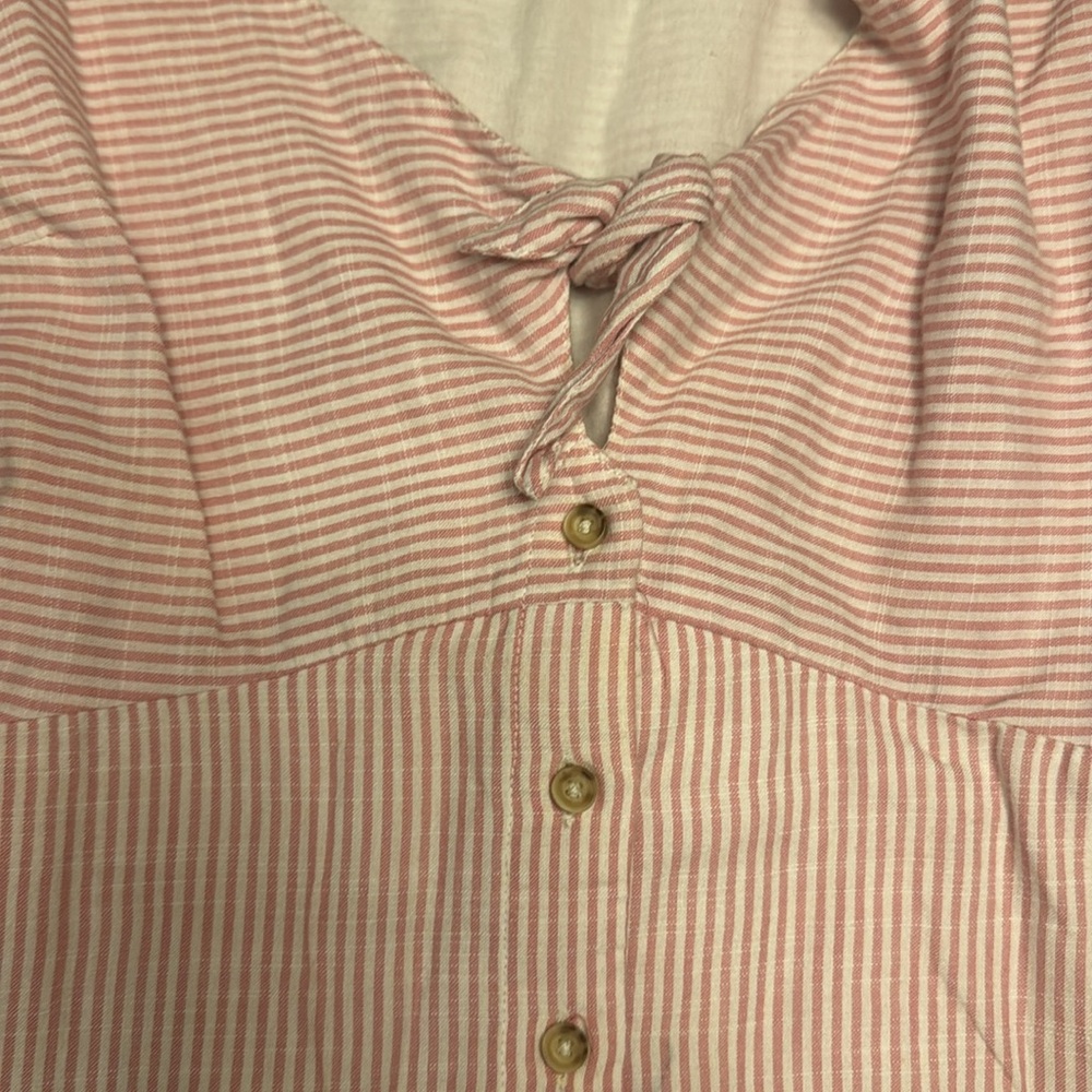 Abercrombie Linen Stripped Button Down Mini Dress… - image 3